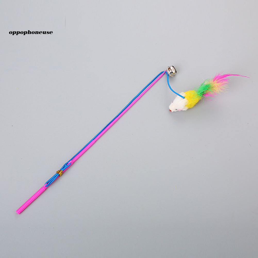 Đồ Chơi Cần Câu Đính Lông Vũ Hình Chuột Dễ Thương Cho Mèo Cưng OPPO