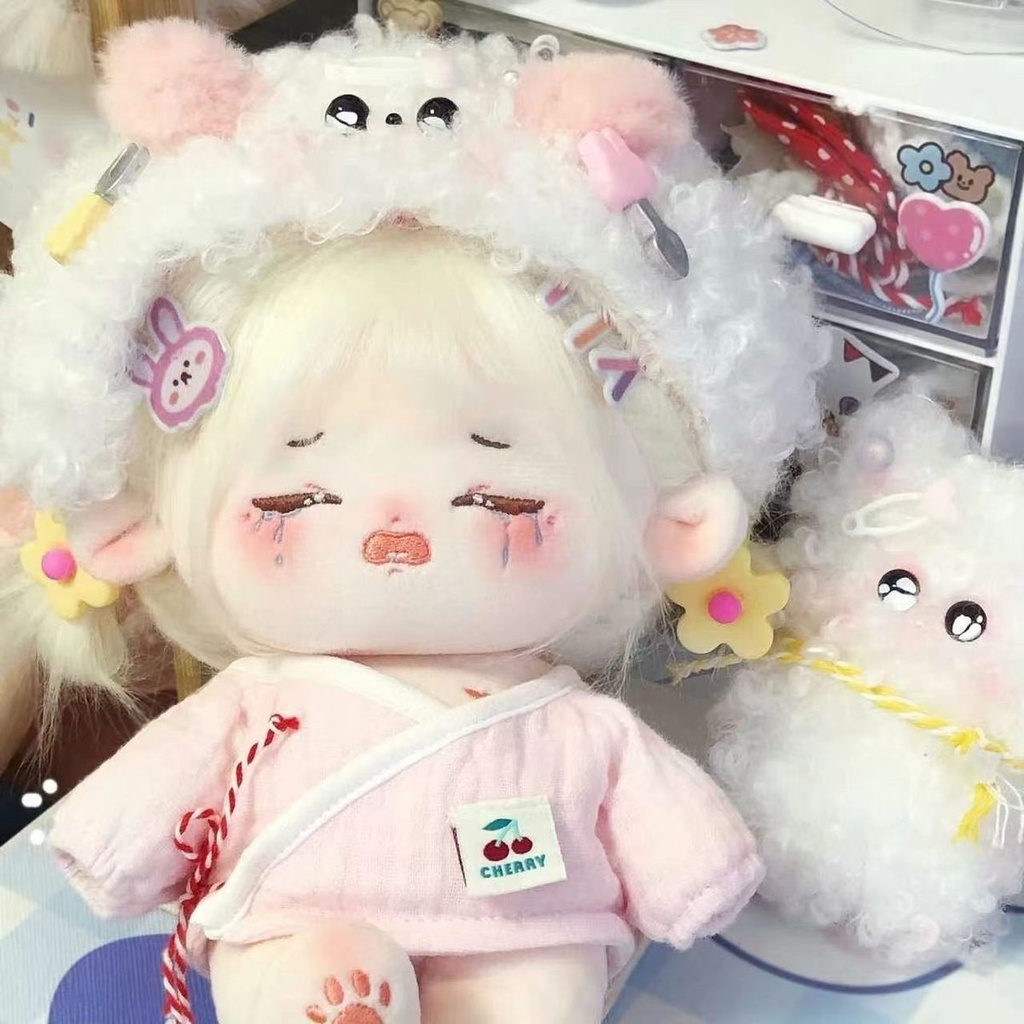 Búp Bê Nhồi Bông Vải Cotton 20cm Màu Trắng Dễ Thương Cho Bé Gái