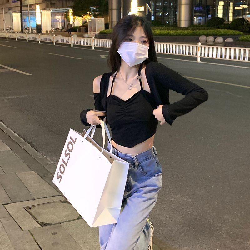 Set Áo Hai Dây Và Áo Sơ Mi Trắng Thời Trang Xuân Hè Cho Nữ