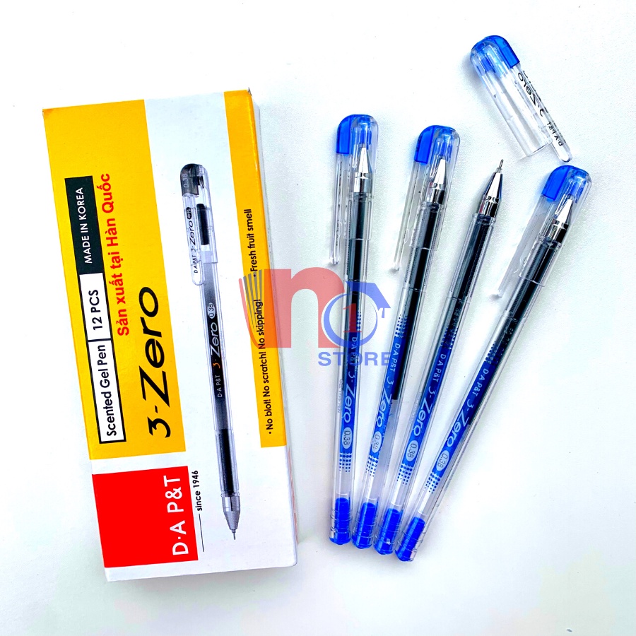 Hộp 12 Cây Viết Gel 0.38mm 3-Zero D.A P&T Hàn Quốc Mực Xanh, Tím - Văn Phòng Phẩm No.1