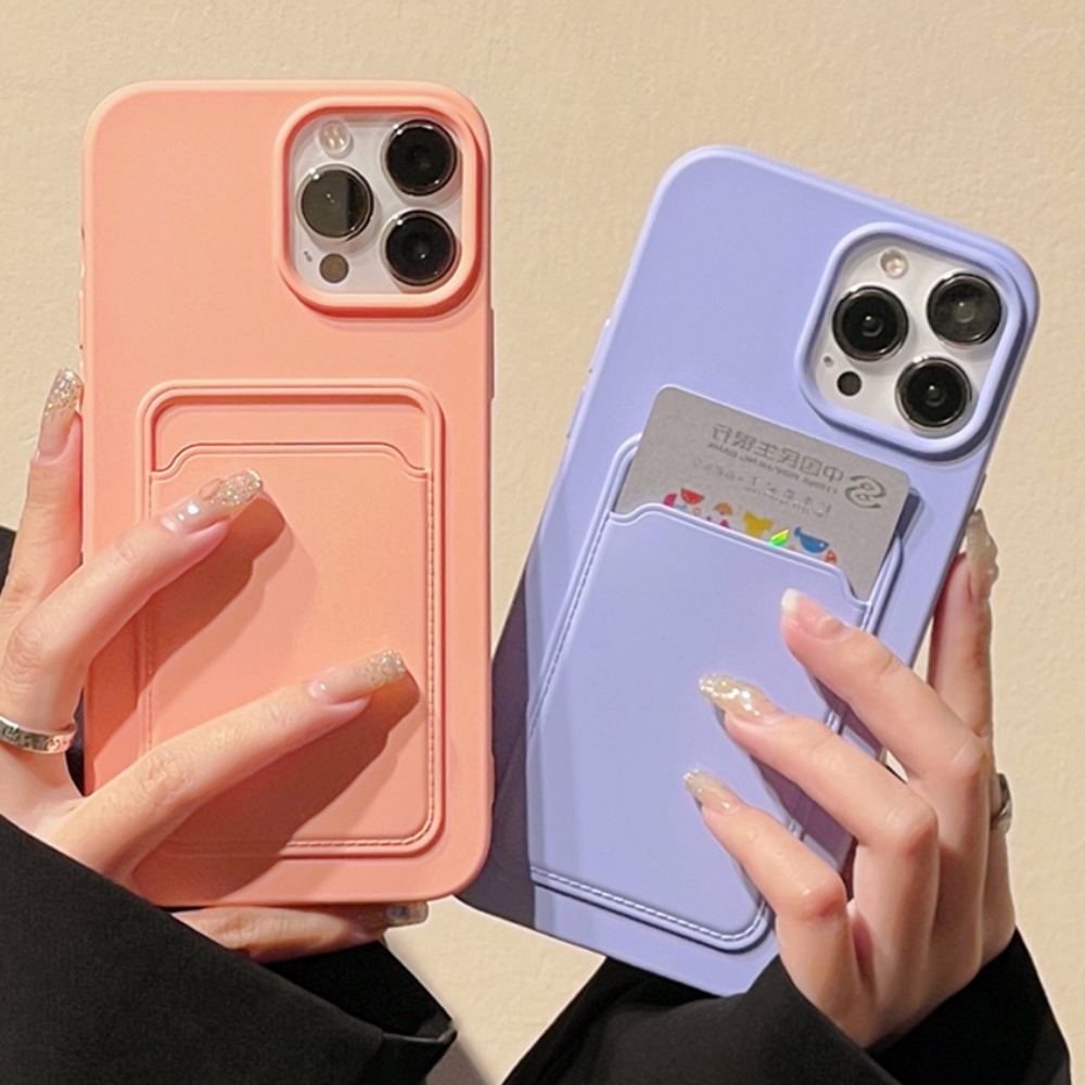 Ốp Điện Thoại Silicon TPU Mềm Siêu Mỏng Có Ngăn Đựng Thẻ Cho IPhone 14 13 12 11 Pro Max X Xs XR 8 7 Plus
