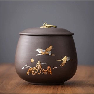 Hũ trà gốm nâu - M1