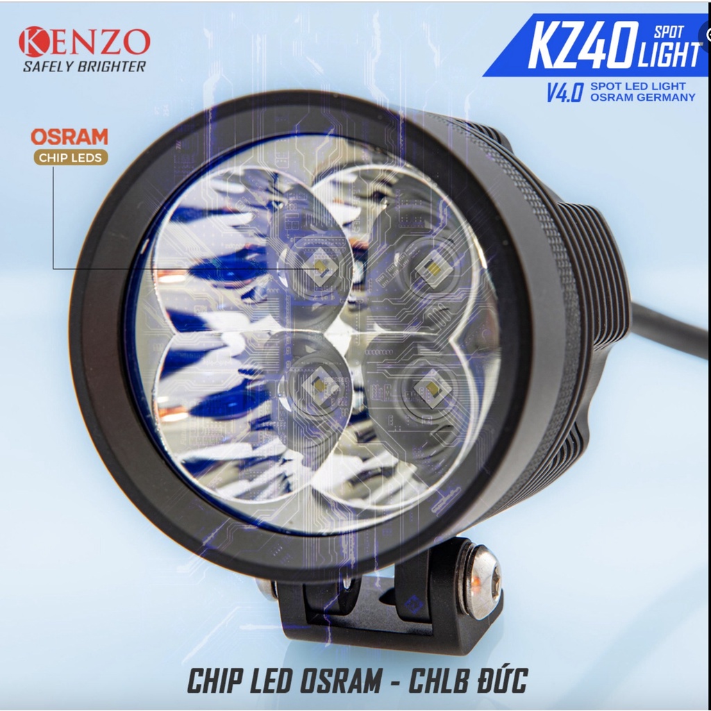 Đèn Trợ Sáng /2021 - 60W - Kenzo KZ40 v3.2 60W NEW - Đèn trợ sáng cao cấp chip LED sst sst20 mơi tặng kèm lens vàng - L4