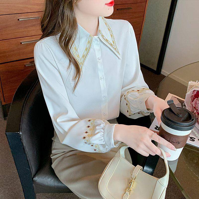 Áo Sơ Mi Chiffon Tay Dài Màu Xanh Dương Phong Cách Pháp Thời Trang Mùa Xuân Mới 2023 Cho Nữ