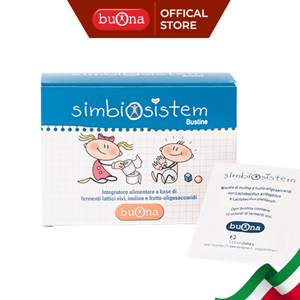 Buona Simbiosistem Bustine - Men Vi Sinh Bổ Sung 10 Tỷ Lợi Khuẩn Và Chất Xơ, Giảm Táo Bón, Giúp Ăn Ngon - Hộp 20 Gói 2g