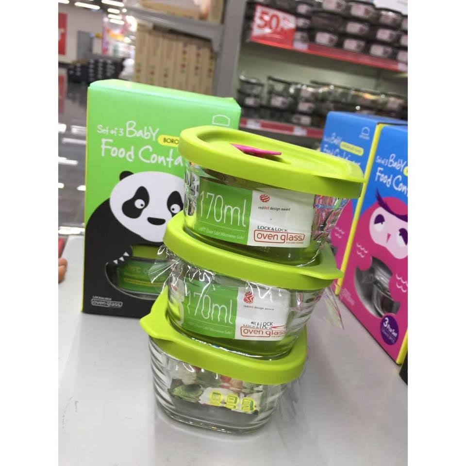 Hộp thủy tinh LocknLock Baby Food Container dùng đựng thức ăn cho bé LLG414 LLG812 LLG510 LLG161