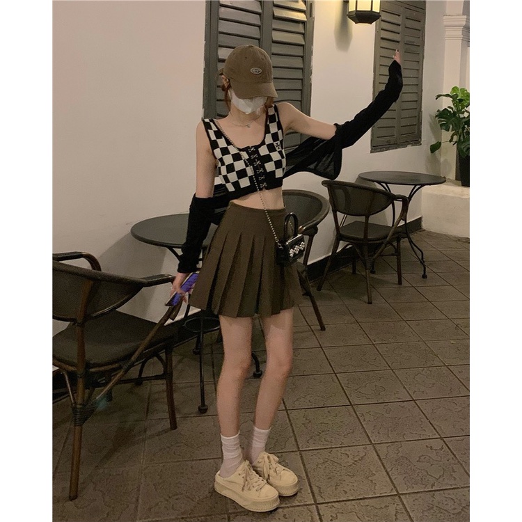 Áo croptop/ Áo tanktop/ Áo hai dây Áo bra cài khuy kẻ caro siêu xinh