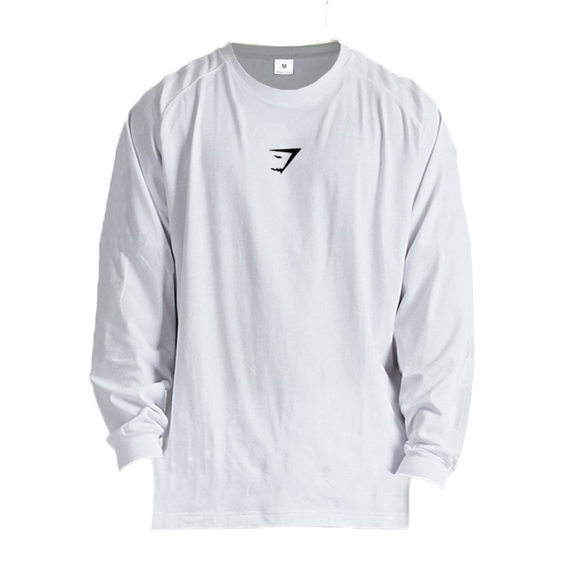 Áo Thun Thể Thao Cotton Tay Dài Dáng Rộng In Hình Cá Mập Thời Trang Thu Đông Chất Lượng Cao
