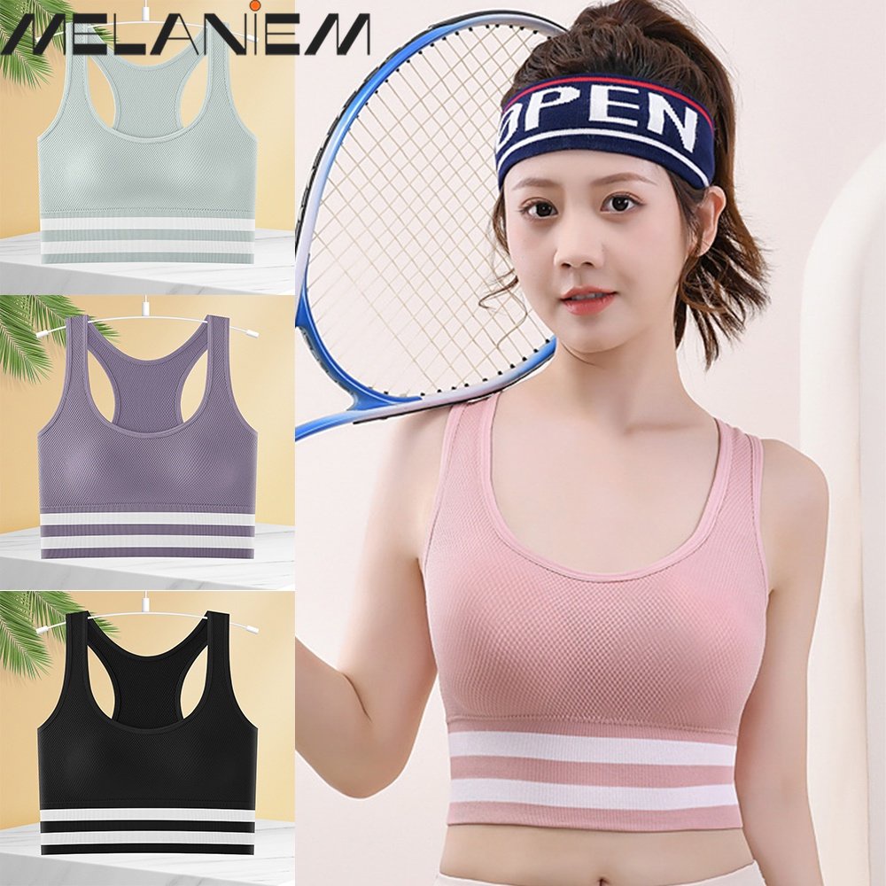 Áo Lót Thể Thao Tank Top Cotton Co Giãn Thoáng Khí Kẻ Sọc Tích Hợp Giá Đỡ Có Đệm Ngực Tháo Rời Được Thời Trang Đẹp Mắt