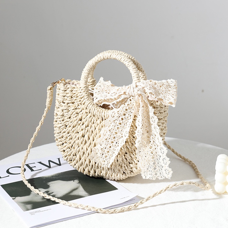 Túi Xách Đeo Vai Phối Ren Thắt Nơ Xinh Xắn Thời Trang Cho Nữ