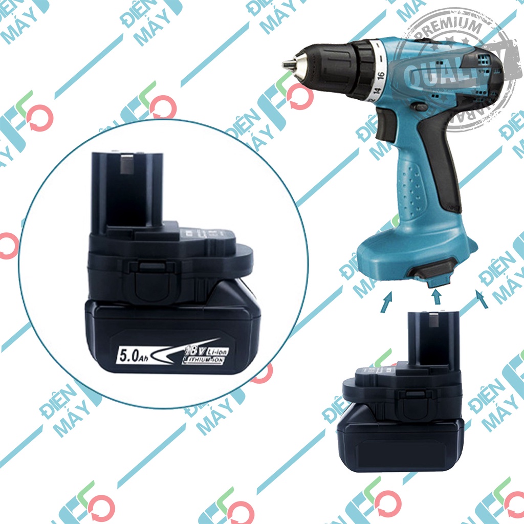 DMF5 Đế chuyển pin Makita trượt sang pin cắm 18v Makita 18V Li-ion thành pin Makita 18V Niken Ni-Cd, Ni-Mh
