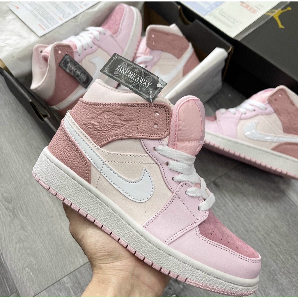 Giày Jordan hồng phấn full cao cấp, giày Jodan hồng pink hight thể thao full box