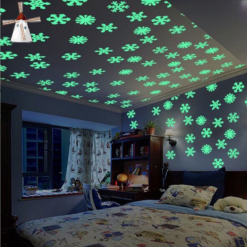 100 Miếng Dán Tường Dạ Quang 3d Hình Ngôi Sao Trang Trí Phòng Ngủ / Phòng Trẻ Em JP6