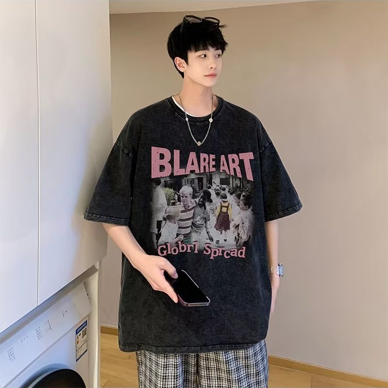 Áo Thun Tay Ngắn Cổ Tròn Dáng Rộng Thời Trang Mùa Hè 2023 Cho Nam