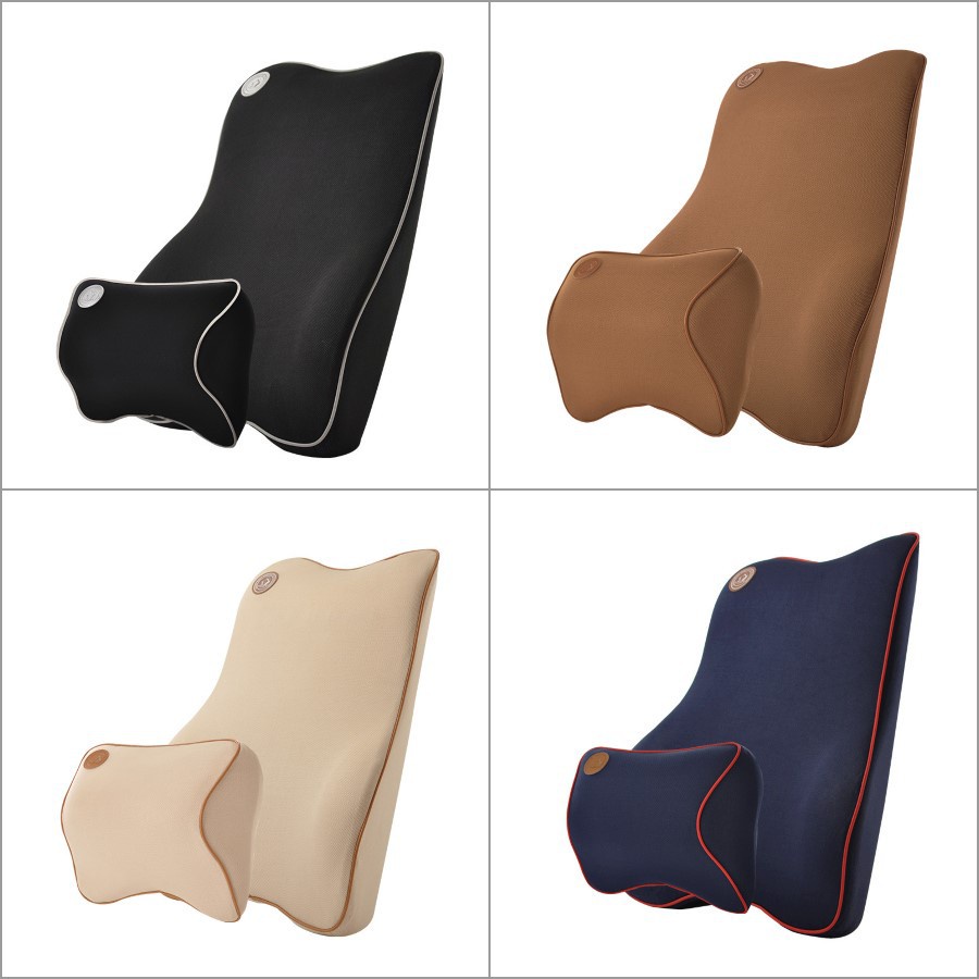 HÀNG XỊN Lucky Bobi - Bộ gối tựa đầu và tựa lưng cao su non cao cấp siêu đàn hồi trên ô tô, chống đau mỏi lưng gáy.