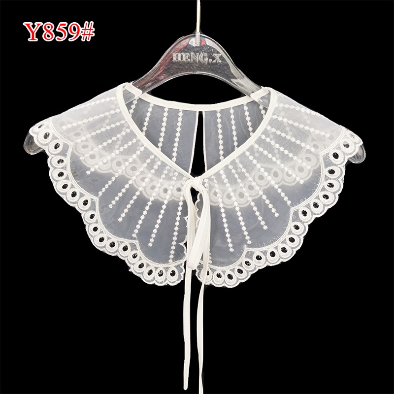 Cổ Áo Giả Thêu Trang Trí Nơ Màu Trơn Dễ Phối Đồ Thời Trang