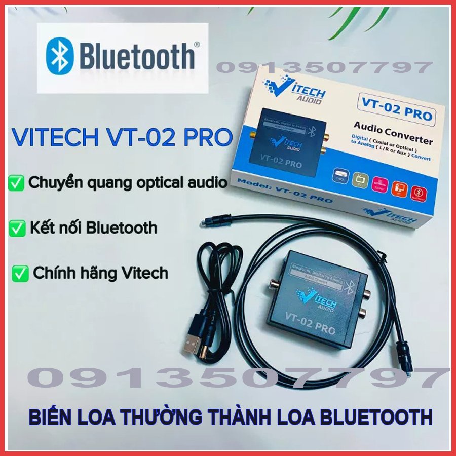Bộ chuyển quang Vitech vt OPTICAL sang AV tích hợp bluetooth, USB, BH 12 tháng
