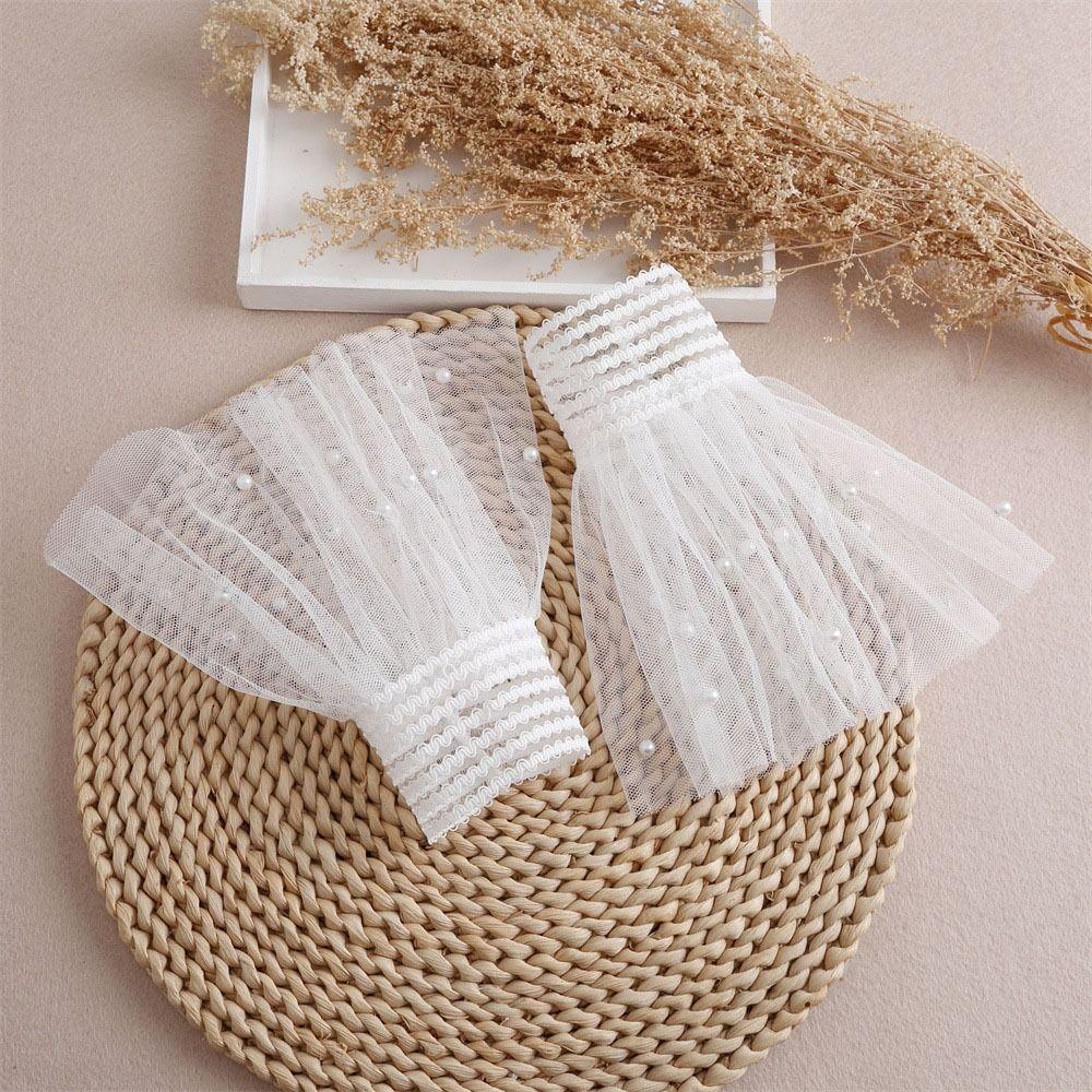 1 Cặp Áo Voan Tay Loe Dài Giả Lưới Phối Ren Giữ Ấm Thời Trang