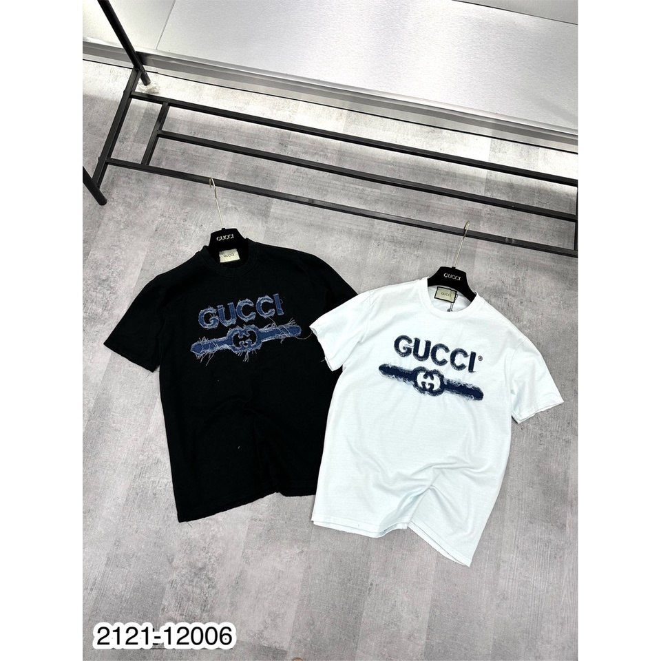 Áo thun nam GC , LV logo chữ rách vải cotton thoáng mát - Áo phông nam nữ GC chữ rách LV chữ rách