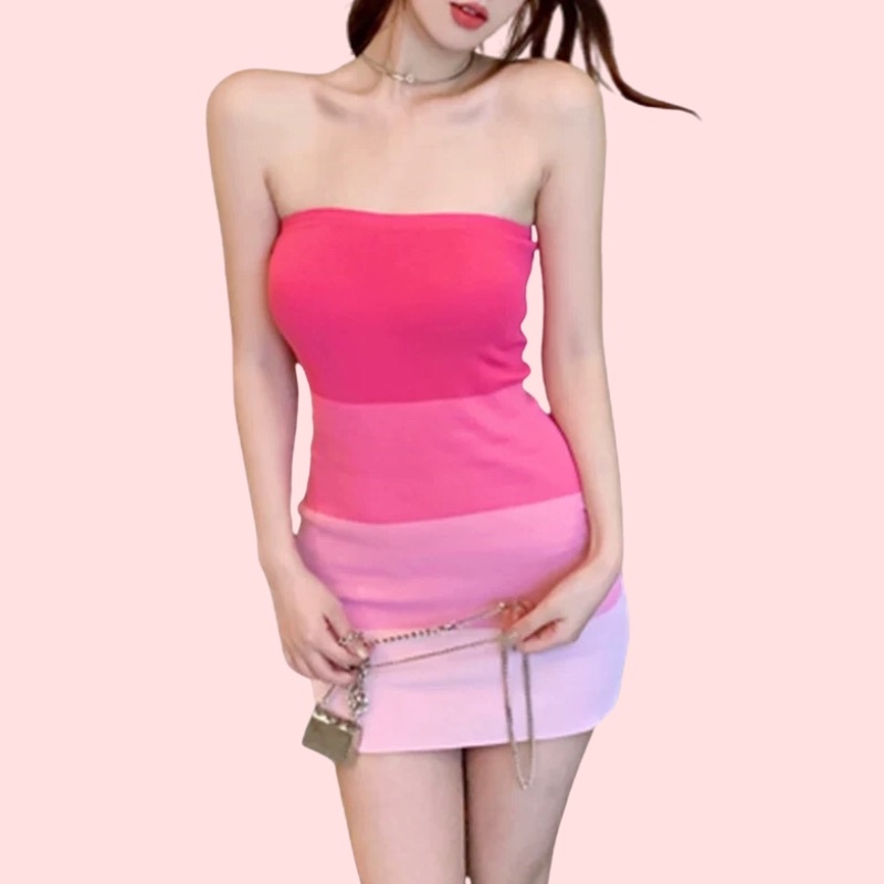 Đầm ống quây màu xanh hồng nâu ngực nữ dáng ngắn body Đầm Ôm Trễ Vai Thời Trang Quyến Rũ Cho Nữ Váy ống hồng siêu xinh