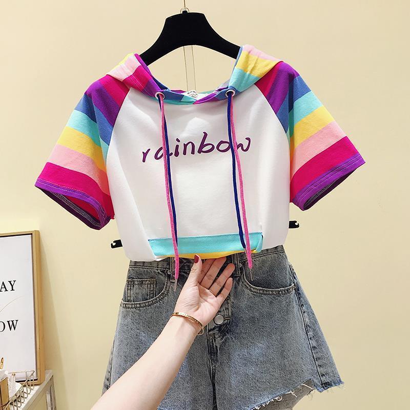 Áo Thun Tay Ngắn Có Mũ Trùm Đầu Phong Cách Hàn Quốc Dành Cho Nữ