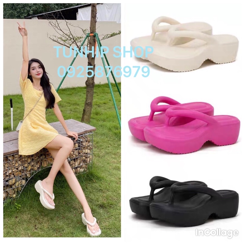 Dép Xỏ Ngón Nữ Đế Cao 5cm - dép đi mưa, đi biển sang chảnh