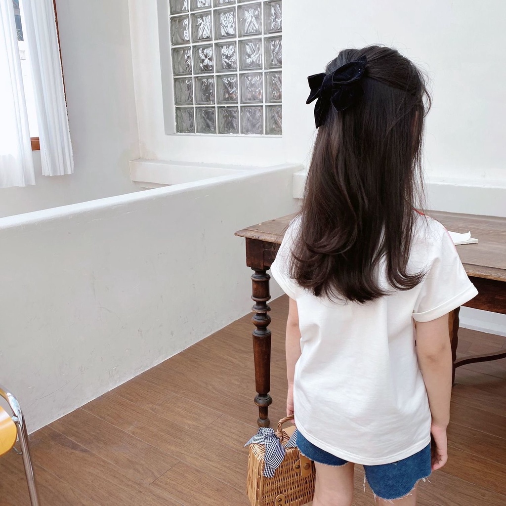 Babyfair Áo sơ mi bé gái vừa vặn giản dị Thời trang ngắn tay nhân vật hoạt hình dễ thương cho