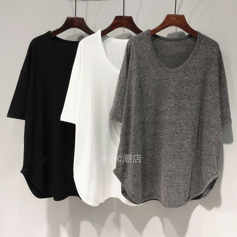 COZOKC COZOK Áo thun COZOK tay ngắn cổ chữ V dáng rộng phong cách Hàn Quốc trẻ trung thời trang