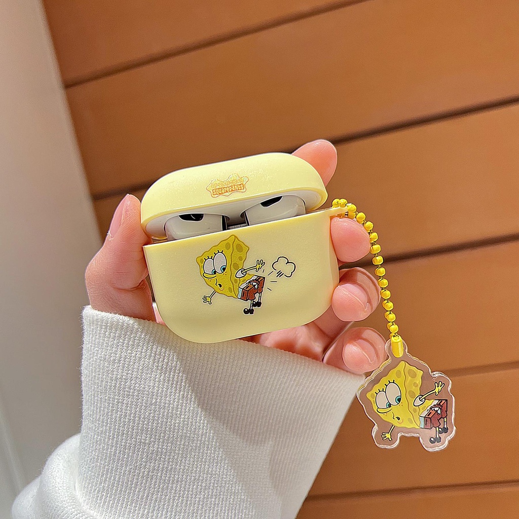 Vỏ Bảo Vệ Hộp Sạc Tai nghe không dây AirPods 1 2 3 2021 Pro2 2022 Bằng Silicon Tpu Mềm Hình Spongebob Vui Nhộn