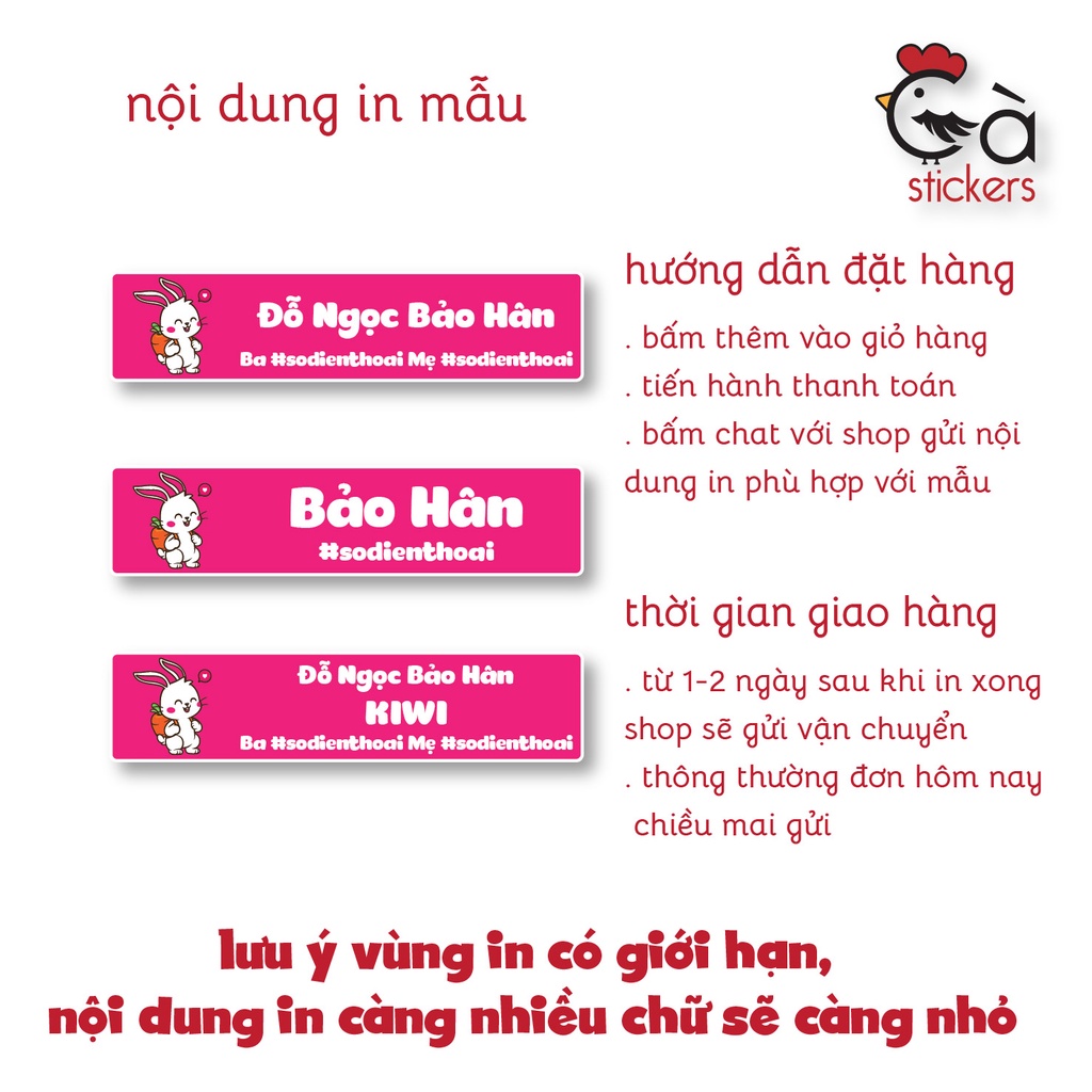 Sticker ủi áo in tên trẻ em GaStickers UT-N04- bộ 40 miếng kích thước 1,4 x 6 cm