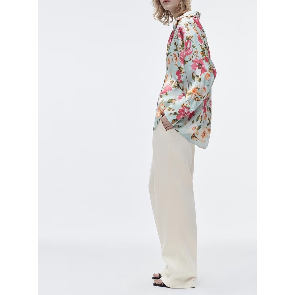Áo Sơ Mi ZARA Vải satin In Hoa Thời Trang Mùa Xuân 7969235