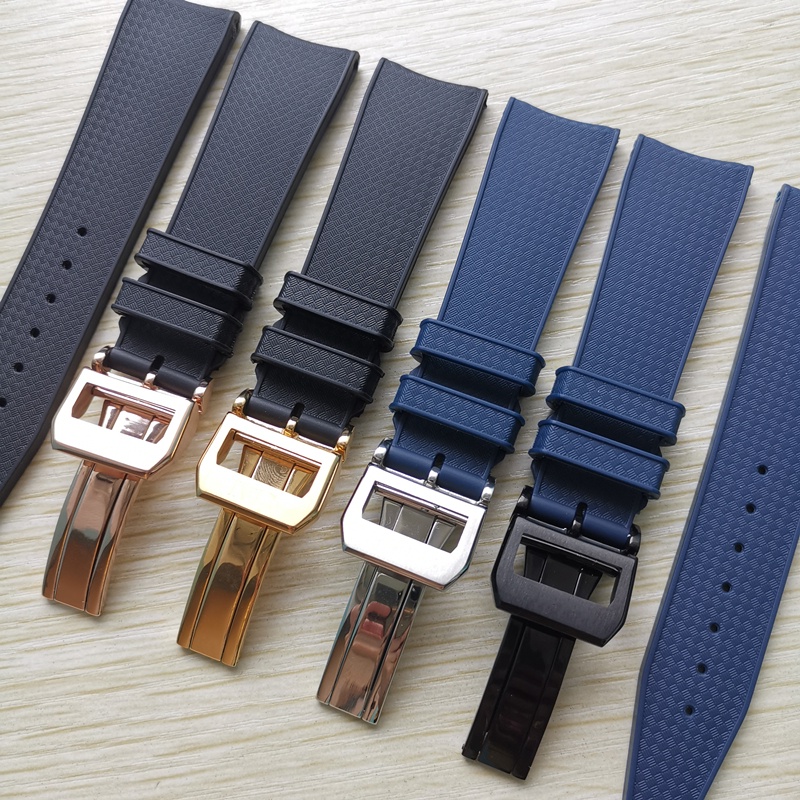 Dây Đeo Đồng Hồ Bằng Cao Su Silicon Chống Bụi 22mm Màu Xanh Dương Đen Thông Dụng