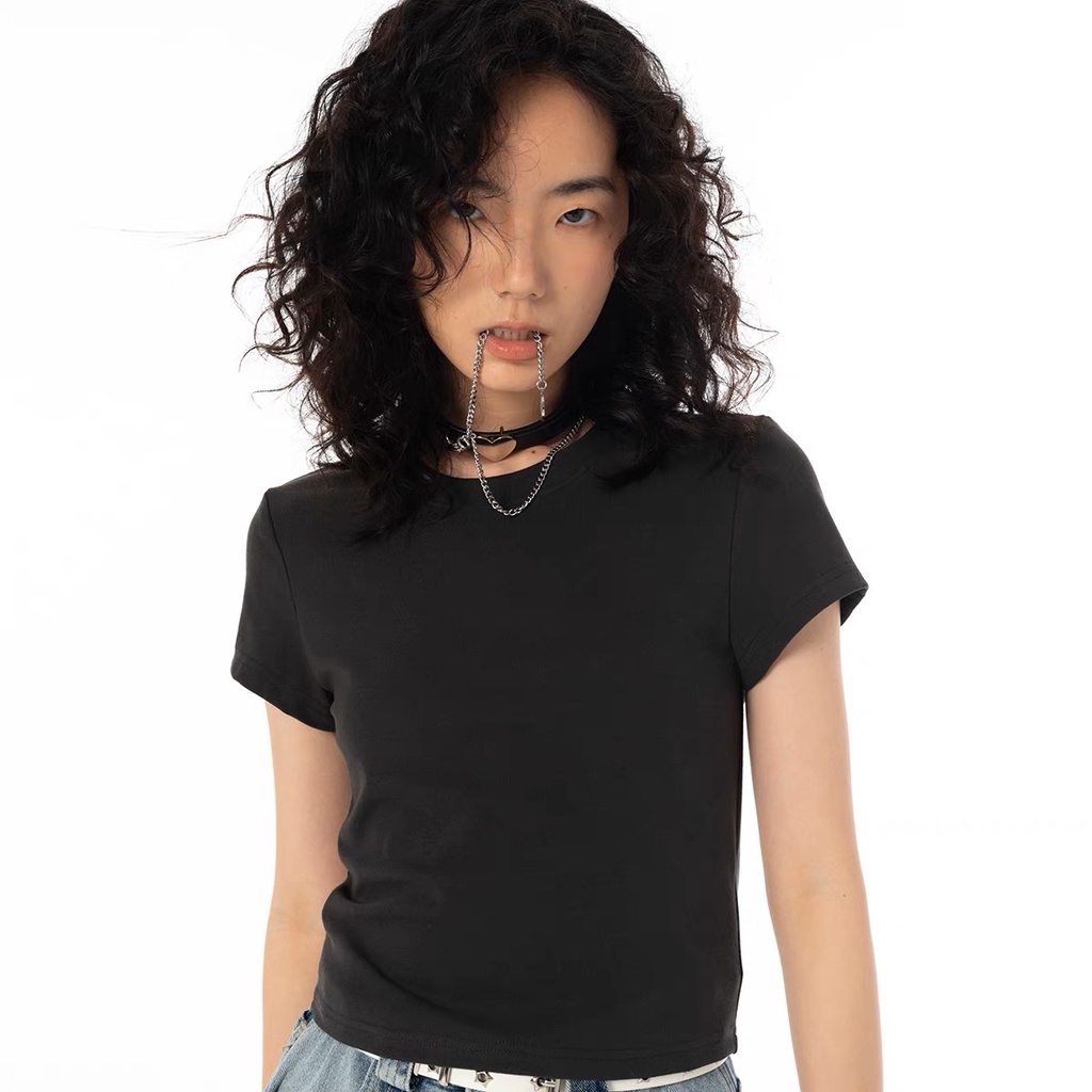 Áo Thun Trơn Baby Tee Phong Cách Acubi Style - Peaches peaches - AO95
