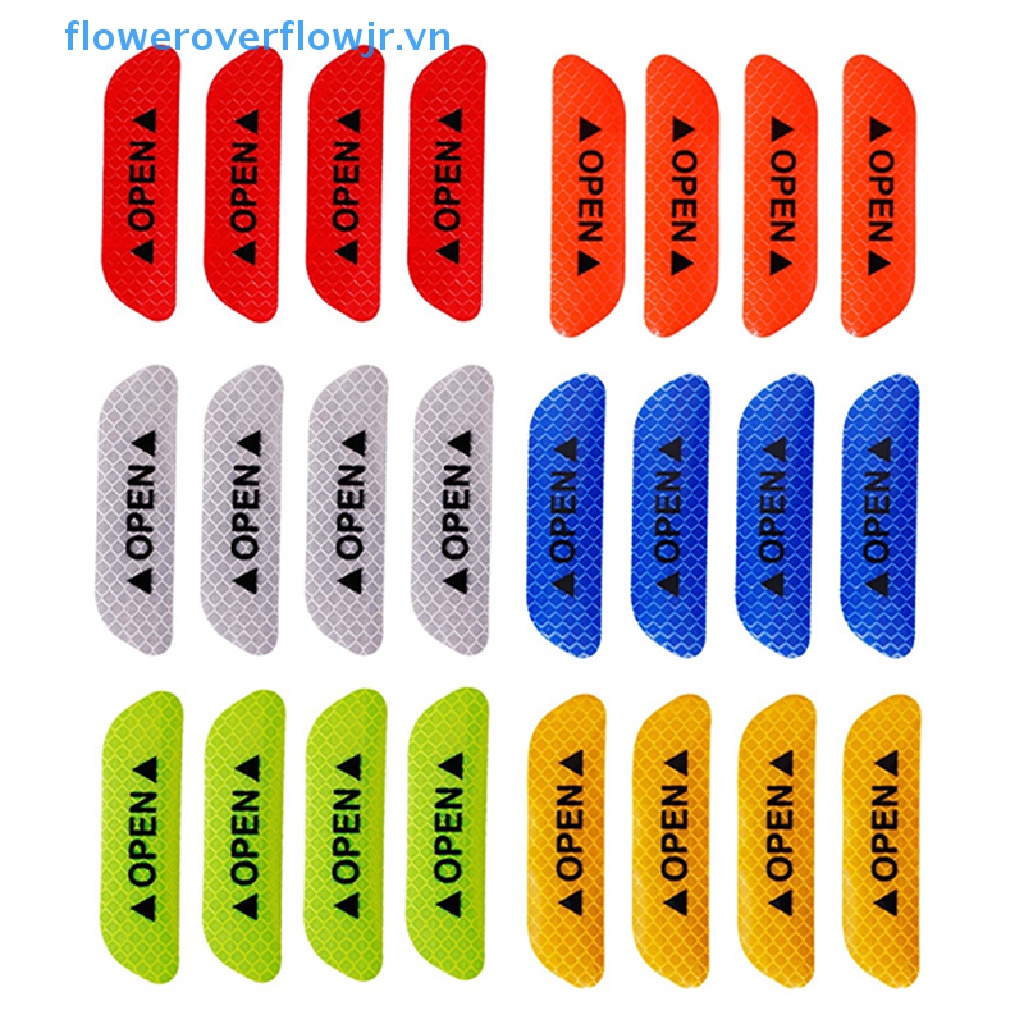 Bộ 4 Miếng Dán Phản Quang Cảnh Báo An Toàn Thông Dụng Cho Cửa Xe Hơi / Xe Máy