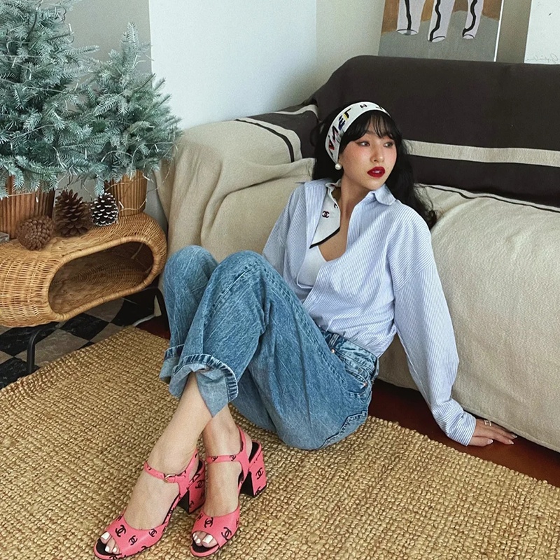 Sandal Cao Gót Hở Mũi Chất Liệu Da Phong Cách Retro 2023 Cho Nữ