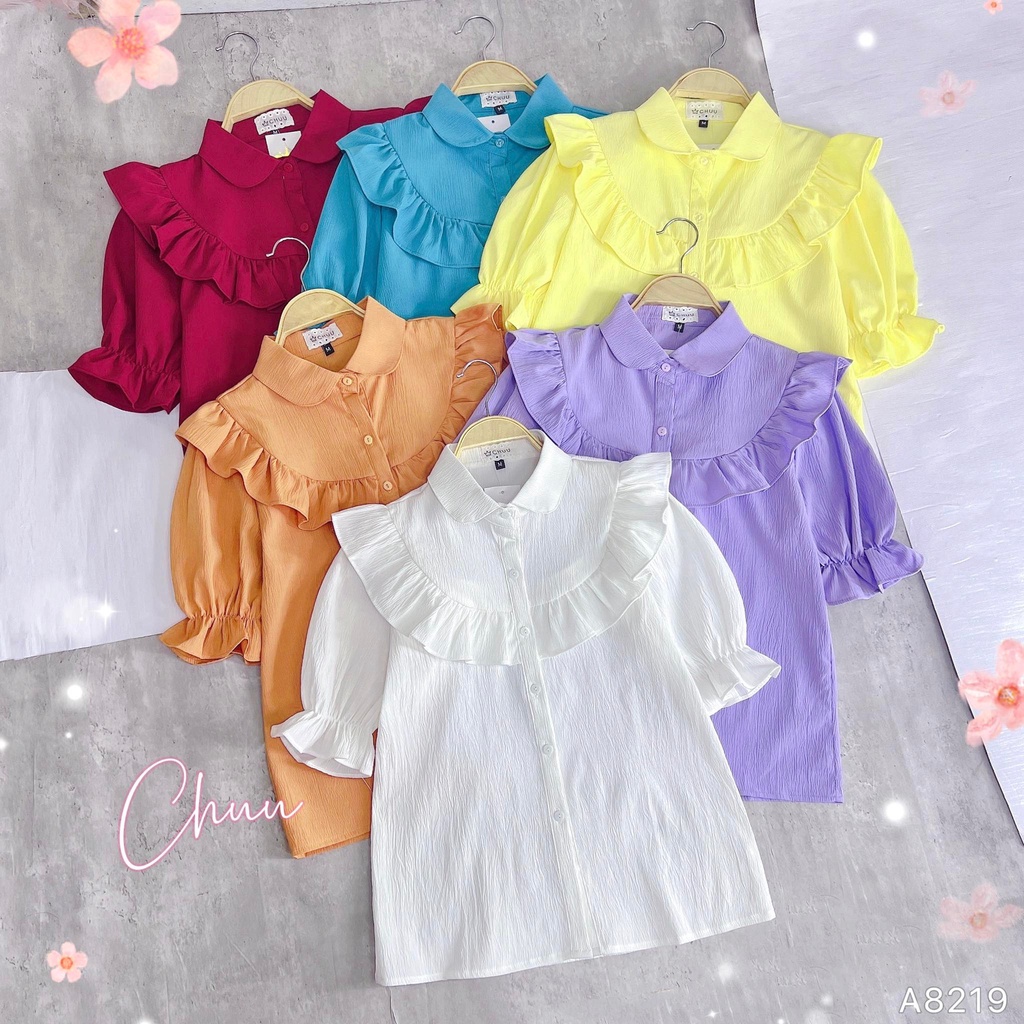 Áo sơ mi công sở nữ đô tròn bèo CHUU A8219