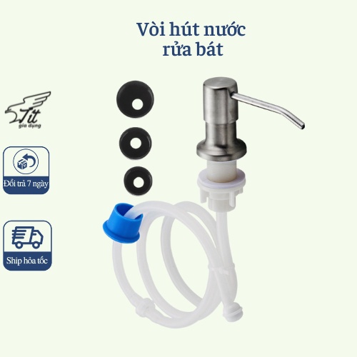 Bộ Đầu Vòi Bơm Hút Dầu Rửa Bát Xà Bông Nước Rửa Chén Tiện Lợi Có Vòi Dẫn Ống Silicon Dài