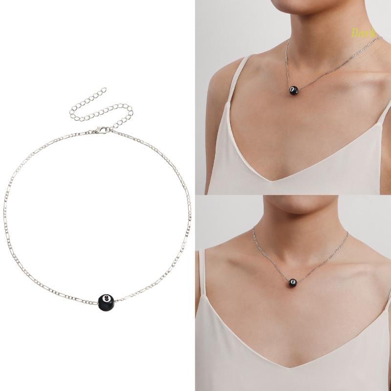 Vòng cổ Hợp Kim Màu Đen Phối Mặt Hình Bi Danh Thiếp Số 8