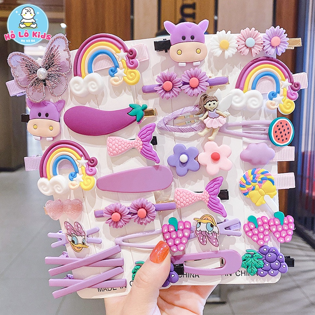 Kẹp tóc cho bé gái 14 chi tiết đẹp dễ thương, họa tiết hoạt hình