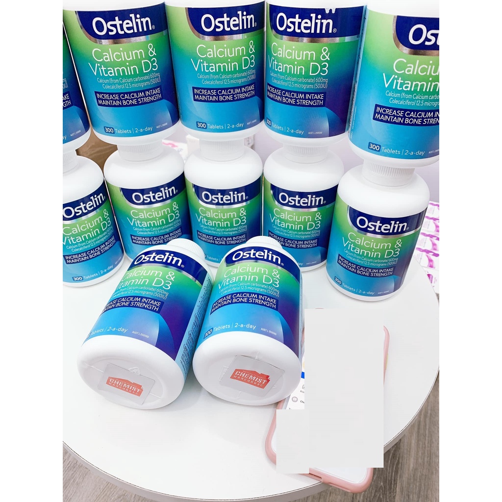 Viên uống bổ sung Canxi và Vitamin D3, Ostelin Calcium & Vitamin D3, 300 viên, Úc