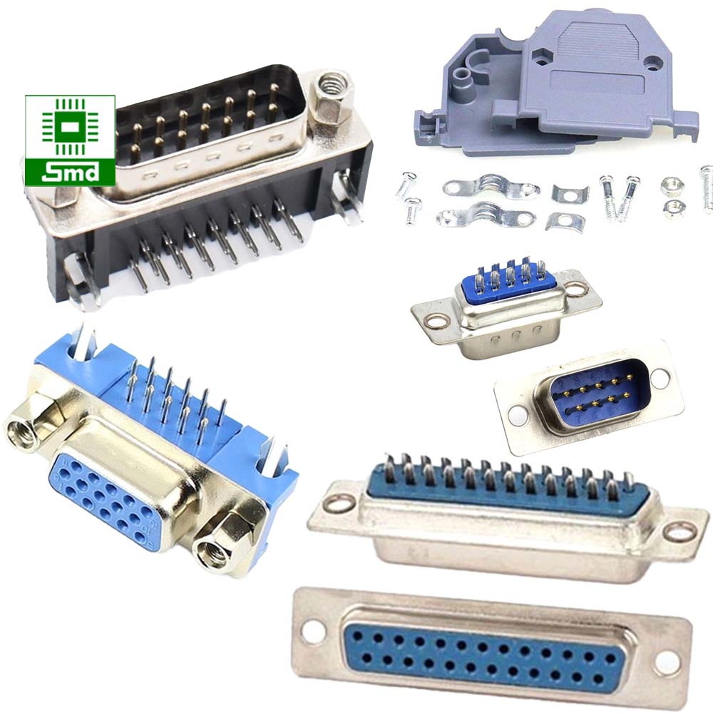 DB9 DB15 DB25 đực cái vỏ nhựa DB9, cổng COM, Cổng RS232 RS485, cổng LPT, cổng VGA