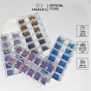 Khay đá nail Luxury chân lưới 16 khía đủ màu cao cấp mix size đá đính trang trí móng ANGELICA LUX