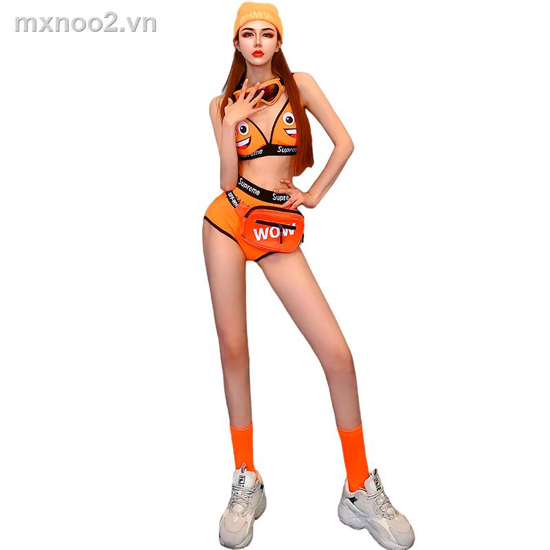 [cod] Mới Bộ bikini Lưng Cao Màu Cam Quyến Rũ dj Quán bar Club ds | BigBuy360 - bigbuy360.vn