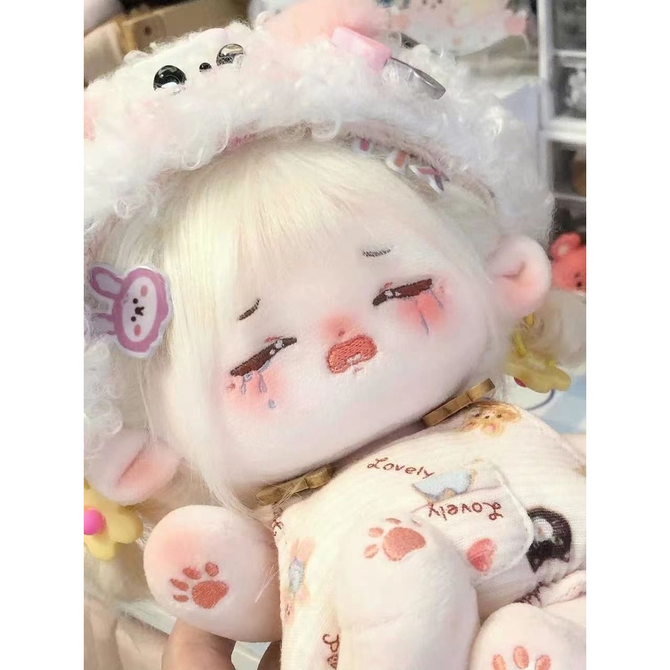 Búp Bê Nhồi Bông Vải Cotton 20cm Màu Trắng Dễ Thương Cho Bé Gái