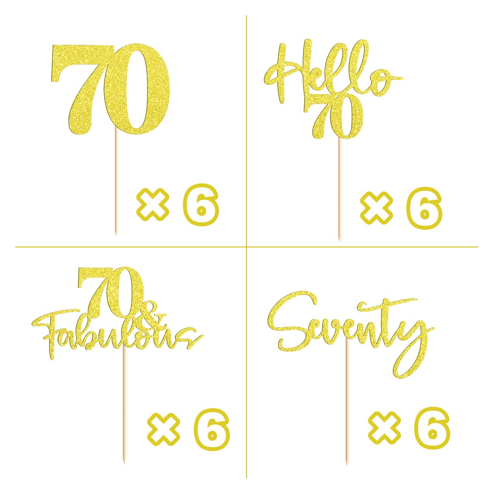 Bộ 24 trang trí bánh cupcake long lanh sinh nhật lần thứ 70