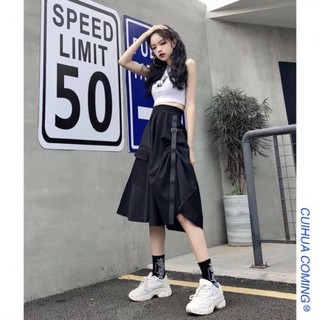 <SẴN ĐEN> CHÂN VÁY ULZZANG STREET STYLE DÁNG DÀI _ẢNH THẬT Ở CUỐI