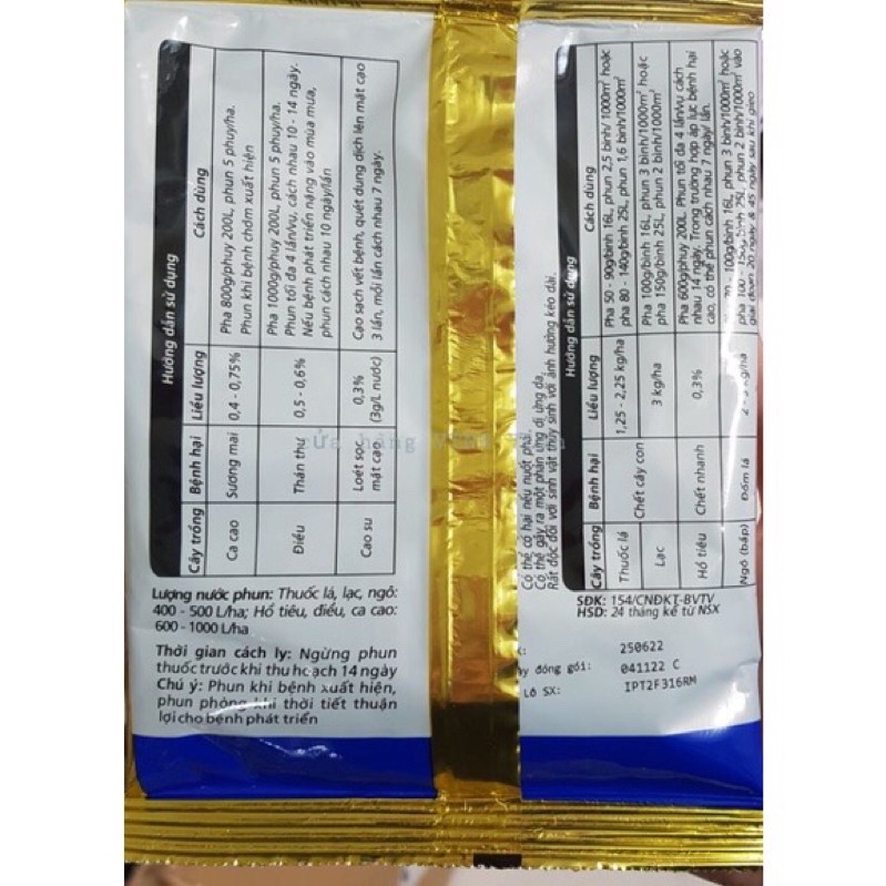 Thuốc trừ bệnh Ridomil Gold 68 WG Syngenta 100g - Đặc trị Sương mai, xỉ mủ, thán thư...