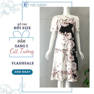 Đầm nữ big size thiết kế tặng bà, tặng mẹ màu trắng hoa sang trọng nổi bật đầm Sang 5 - Thời trang Cát Tường