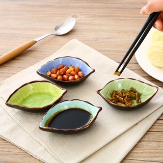 Chén dĩa bát sứ dĩa đựng nước chấm, gia vị hình chiếc lá