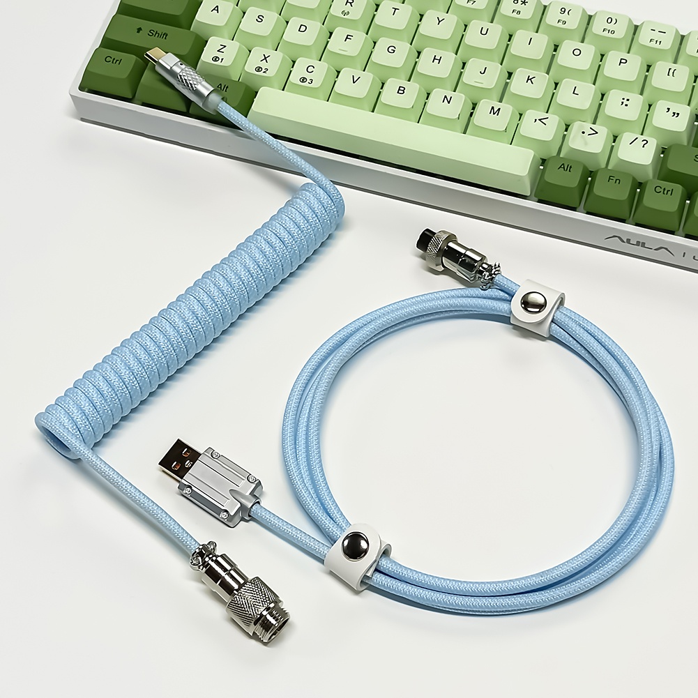 (Chuyên Nghiệp-hpy) Dây Cáp Truyền Dữ Liệu Xoắn Ốc Type-C Sang USB Cho Bàn Phím Cơ